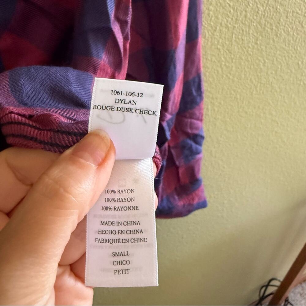Rails Dylan Button Top In Rouge Dusk Check Size S - image 3